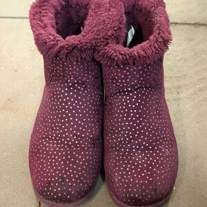 Cat & Jack Kids Boots in Burgundy with Silver Dots